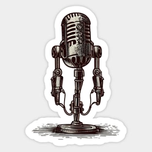 Vintage microphone robot Sticker